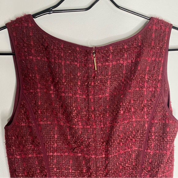 Tory Burch Burgundy Fit and Flare Tweed Dress - Picture 9 of 12